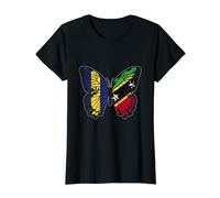 Barbados and St Kitts Mix Butterfly Bajan & Kittitian Roots T-Shirt