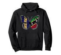 Barbados and St Kitts Mix Butterfly Half Bajan Kittitian Pullover Hoodie