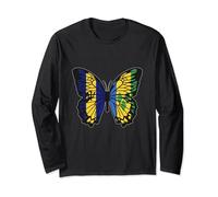 Barbados and St Vincent Mix Butterfly Bajan Vincentian Roots Long Sleeve T-Shirt