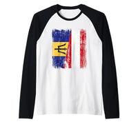 Barbados Austria Half Flag Barbadian Austrian Heritage Raglan Baseball Tee