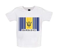 Barbados Barcode Style Flag - Organic Baby/Toddler T-Shirt - White - 3-6 Months