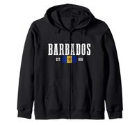 Barbados Est. 1966 Barbados Pride Vintage Barbados Flag Zip Hoodie