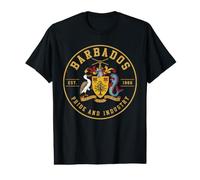 Barbados Est. 1966 Pride and Industry Vintage Heraldic Seal Value Graphic T-Shirt