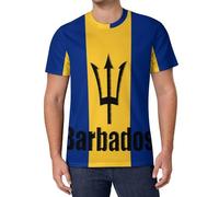 Barbados Flag Barbadian Men's T-Shirts Short Sleeve Casual Shirt Summer Sports Tees Tops