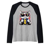 Barbados Flag Cat Trident Heart Bajan Pride Bajan Roots Raglan Baseball Tee