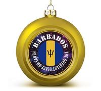 Barbados Flag Christmas Balls Ornaments - National Flag Keepsake - Golden Barbados Hanging Ornaments Balls for Christmas Trees Merry Christmas Baubles New Year for Family