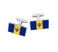 Barbados Flag Cufflinks - Barbadian National Emblem Gift for Men | Blue, Yellow & Black Trident Design | Groomsmen Wedding Gift | Gift Box Included | Perfect for Proud Bajans
