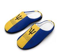 Barbados Flag Funny Men's Cotton Slippers Shoes Novelty Soft Non-Slip Sole Home Shoe
