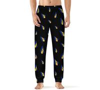 Barbados Flag Map Men's Pajama Pants Lightweight Pjs Bottoms Lounge Pants Sleepwear Soft