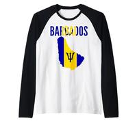 Barbados Flag Map Pride Caribbean Heritage Raglan Baseball Tee