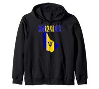 Barbados Flag Map Pride Caribbean Heritage Zip Hoodie