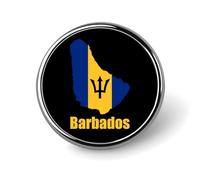 Barbados Flag Map Round Pin Brooch Enamel Lapel Badges Jewelry Decor for Backpack Hats
