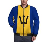 Barbados Flag Men's Flight Bomber Jacket Fall Winter Warm Coat For Womens With Pockets