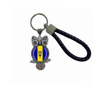 Barbados Flag Owl-Shaped Glass Crystal Keychain Keyring Souvenir Decoration Men Women Pendant Accessories Gift