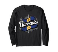 Barbados Flag Trident Caribbean Island Pride Long Sleeve T-Shirt