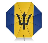 Barbados Flag Umbrellas for Sun Protection Folding Compact Umbrella Windproof Black Auto Open Close Umbrella for Sun and Rain