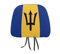 Barbados Flag Universal Car Headrest Cover Car Seat Head Rest Coverings Full Wrap Protector Case 2 PCS