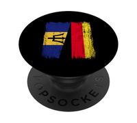 Barbados Germany Half Flag Barbadian German Heritage PopSockets Adhesive PopGrip