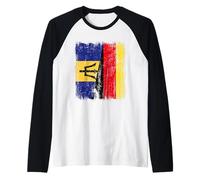 Barbados Germany Half Flag Barbadian German Heritage Raglan Baseball Tee
