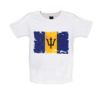 Barbados Grunge Style Flag - Organic Baby/Toddler T-Shirt - White - 18-24 Months