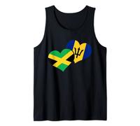 Barbados & Jamaica Hearts Bajan Jamaican Flag Pride Heritage Tank Top