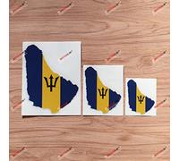 Barbados Map Outline Flag Barbadian Vinyl Decal Sticker - 3 Pack Reflective, 7.6cm, 10.2cm, 15.2cm