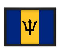 Barbados National Flag Vexillology World Flags Country Region Poster Artwork Framed Wall Art Print A4 Artery8 Black One Size