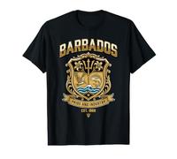 Barbados Pride and Industry Trident Heraldic Shield Est 1966 Value Graphic T-Shirt