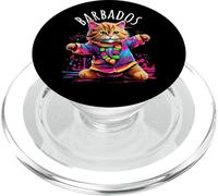 Barbados Quirky Funny Cute Colorful Dancing Cat Design PopSockets PopGrip for MagSafe