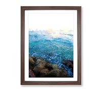 Barbados Seascape In Abstract Modern Framed Print | A2 Walnut Framed Wall Art | Ready to Hang | Abstract Fantasy Picture | Living Room Bedroom Lounge Office