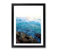 Barbados Seascape In Abstract Modern Framed Print | A4 Black Framed Wall Art | Ready to Hang | Abstract Fantasy Picture | Living Room Bedroom Lounge Office