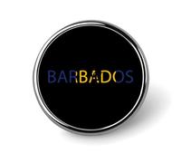 Barbados Text Art Novelty Brooches & Pins Round Personalised Metal Lapel Badge With Butterfly Clutch Clasp