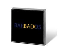 Barbados Text Art Novelty Brooches & Pins Square Personalised Metal Lapel Badge with Butterfly Clutch Clasp