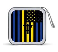 Barbados U.S. Flag Funny CD Holder 40 Capacity DVD Case Disc Protective Storage Organizer Bag for Car Home Travel