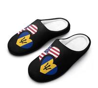 Barbados & US Flag Funny Women's Cotton Slippers Shoes Novelty Soft Non-Slip Sole Home Shoe