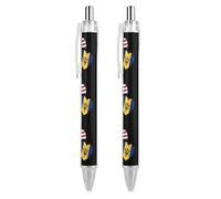 Barbados & US Flag Novelty Ballpoint Pen Printed Retractable Black Round Barrel Fine Point Pens 0.5mm 1/2/4 Pcs
