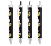 Barbados & US Flag Novelty Ballpoint Pen Printed Retractable Black Round Barrel Fine Point Pens 0.5mm 1/2/4 Pcs