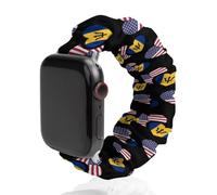 Barbados & US Flag Novelty Stretch Watch Strap Compatible For IWatch Funny Smart Watches Bands