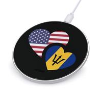 Barbados & US Flag Printed Wireless Charger Funny 10W Fast Charging Pad Mat for Cell Phone