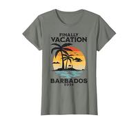Barbados Vacation 2026 Outfit Caribbean Island T-Shirt, Women, Olive Heather, Medium