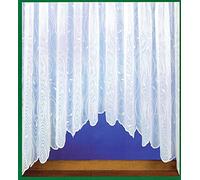 Barbara Scroll Jardiniere net curtain in 18 sizes White Ready to Hang. matching brise bise available (200x48(508x122cm))