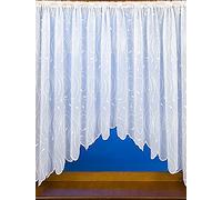 Barbara Scroll Jardiniere net curtain in 18 sizes White Ready to Hang. matching brise bise available (200x42(508x107cm))