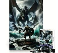 Barbarian Vs Dragon 1000 Piece Jigsaw Puzzles for Adults Teenagers Reasoning Practice Restful Escape Premium Edges Meaningful Gift (38x26cm)