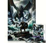 Barbarian Vs Dragon for Adults 1000 Piece Puzzle Mental Skill Gentle Engagement Solid Fit Chic Xmas Gift (50x75cm)
