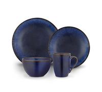 Barbary & Oak, 16 Piece Dinner Set, Reactive Glaze Finish, Crafted from Strong & Durable Stoneware, Chip & Scratch Resistant, Dishwasher & Microwave Safe, Cobalt Blue, BO867040BLU