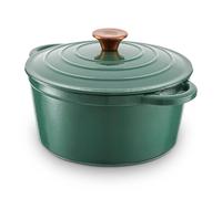Barbary & Oak 24cm Round Casserole Cast Iron Verdigris Green
