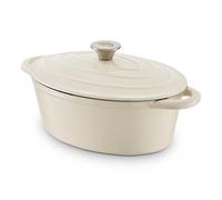 Barbary & Oak BO800252CRM Oval Cast Iron Casserole Dish with Durable Enamel Interior, 29cm, Camembert Cream