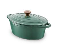 Barbary & Oak Cast Iron 29cm Oval Casserole Dish Green