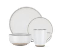 Barbary & Oak Avena 16 Piece Dinner Set, Durable Stoneware, Natural Matte Glaze Finish, Dishwasher & Microwave Safe, Linen White, BO867007WHT