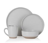Barbary & Oak Avena 16 Piece Dinnerware Set, Stoneware, Linen White, BO867007WHT